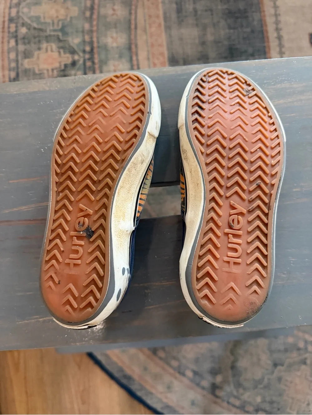Hurley Kids Slip-On Sneakers in Navy with Orange Leaf Motif